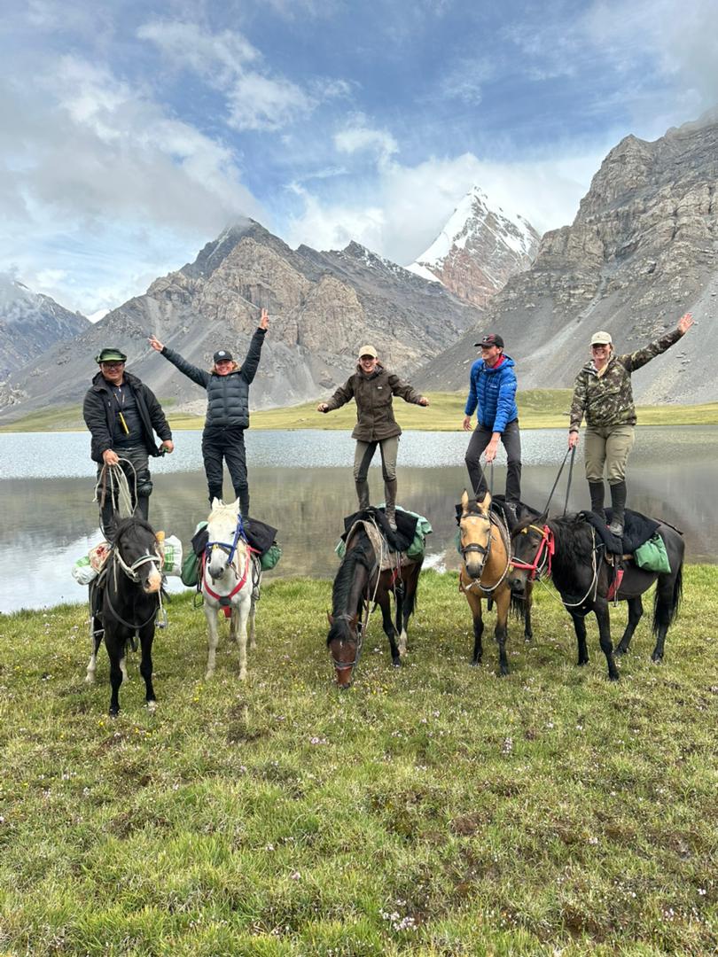 Celebrating at the mountain lake