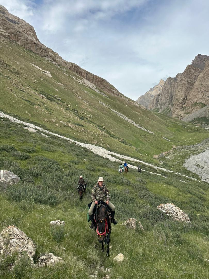 Trekking through the green valley