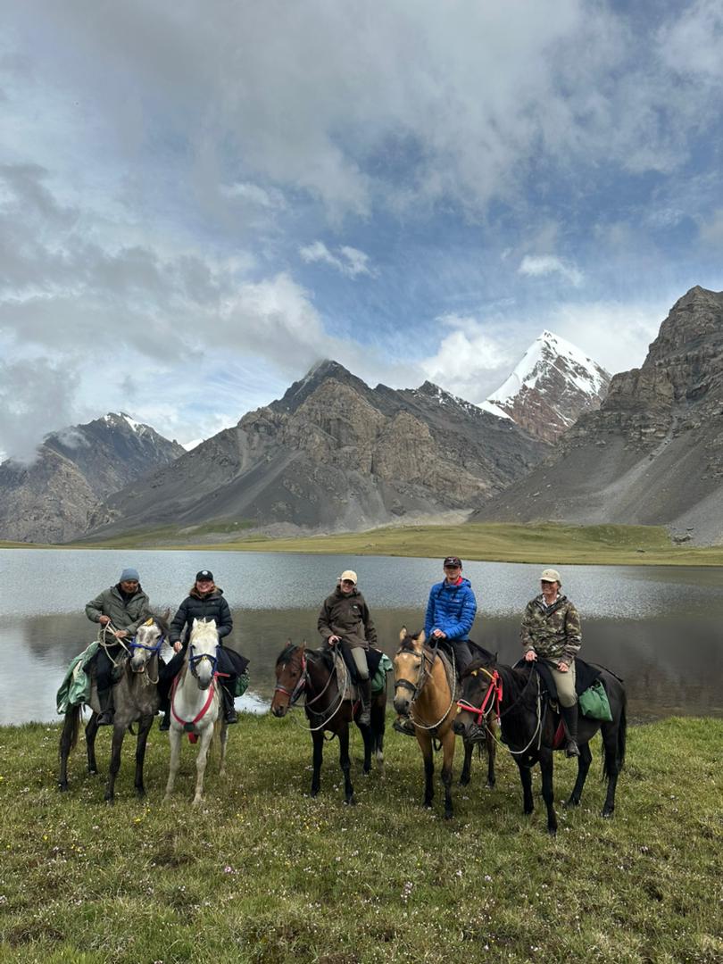 Group trek beneath the peaks